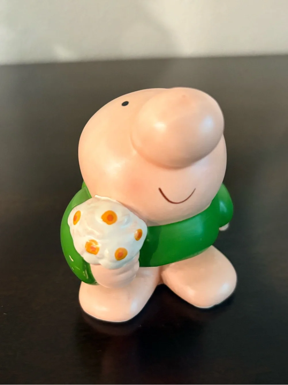 Vtg Retro 1980s Ziggy Ceramic Figurine with Flowers T. Wilson Whimsical Kitsch